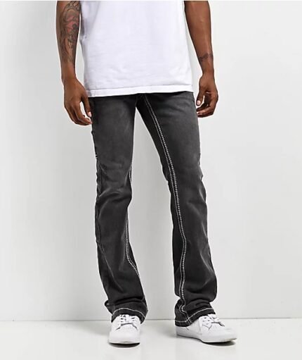 Black Denim Ninth Hall Stacked Flare Jeans