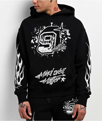 Ninth Hall Flame Boxy Hoodie in Black