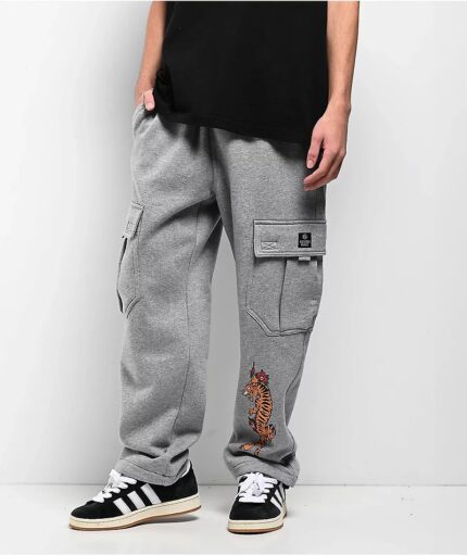 Ninth Hall Flash Tattoo Heather Grey Loose Fit Sweatpants