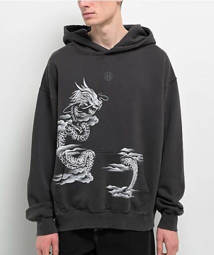 Ninth Hall Fundamentals Airbrushed Dragon Hoodie Black