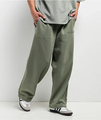 Ninth Hall Fundamentals Light Green Open Hem Sweatpants